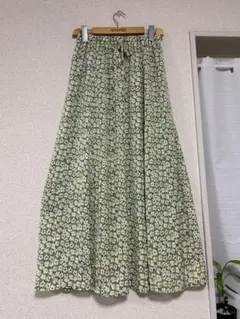 コーエン　花柄ロングスカート 緑色　M