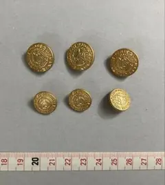 ボタン6個　金ボタン風