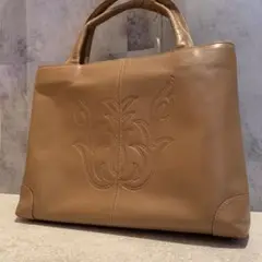 【美品】 本革 トートバッグ ベージュ 茶 レザー RO RO