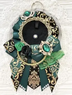 ୨୧1565 ハンドメイド 痛ロゼット♡ダークグリーン×ブラック