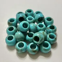 11.5mm/穴5.5mm ターコイズブルーマーブルビーズ 24個 大穴