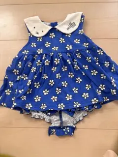 ミッフィーの花柄青ワンピース 70サイズ