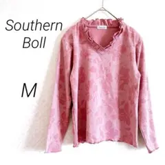 【1379】Southern Boll 長袖トップス　花柄カットソー　M ピンク
