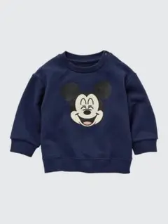 ディズニー ワンコイン　UNIQLO　ミッキー　トレーナー ネイビー 80