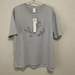 新品★リラシク★コットン天竺リキュール刺繍 Tシャツ★グレージュ★L★完売品
