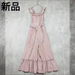 ♪新品　アクシーズファム　ストライプ　フリル　赤ピンク　サロペ　オールインワン
