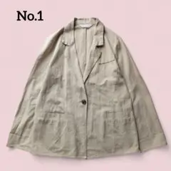 【No.1】リネンライク テーラードジャケット 長袖 羽織り 通気性◎ ゆったり