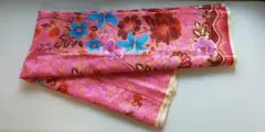 マレーシア産バティック花柄生地　2枚セット ピンクと青