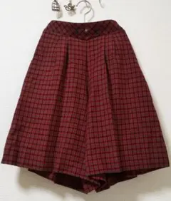 希少 美品 familiar ファミリア チェック キュロットスカート 140