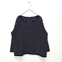ユニクロ カットソー Tシャツ ロングTシャツ ワイド ボーダー ブラック M