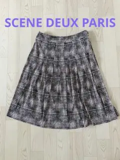 極美品　SCENE DEUX セーヌ ドゥー ドット柄膝丈 フレア スカート 9