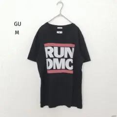 ジーユー|メンズ RUN DMC コラボTシャツ【M】ブラック ロゴプリント