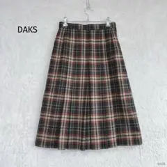 ダックス|プリーツミディ丈スカート タータンチェック ウール混 厚手 秋冬