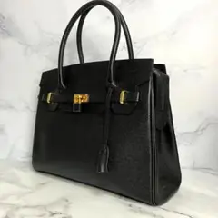 B261【美品】La moda Elegance★レザートートバッグ 南京錠付き