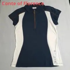 Conte of Florence 半袖ポロシャツ ネイビー/ホワイト L相当