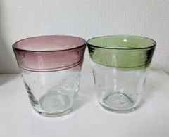 【値下げ 手吹きガラス】 びいどろ 焼酎 麦茶 ペアグラス 2個セット