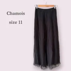 【Chamois】シャミー　プリーツスカート　ロング　ブラック　透け感　セクシー