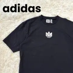 adidas アディダス 刺繍トレフォイルロゴ Tシャツ ブラック Mサイズ