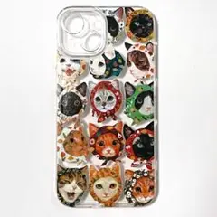 iPhone14ケース 猫デザイン 透明 クリア