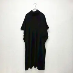ジョルジュレッシュ ロングワンピース ハイネック 五分袖 黒 毛混合 M