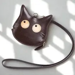 猫 小銭入れ 本革 コインケース レディース 子供 かわいい 動物 ブラウン
