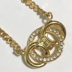 未使用級 セリーヌ ネックレス ブラゾン トリオンフ ラインストーン マカダム