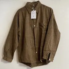 長袖 チェック柄 シャツ ブラウン Mサイズ