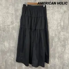 AMERICAN HOLIC ティアードギャザースカート　ウエストゴム　裏地あり