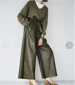 クラネ CLANE ワイドタックレザーパンツ