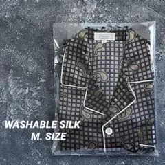 【新品】ウォッシャブルシルク　パジャマ上下　ゴージャス　ゴールド　ペイズリー長袖