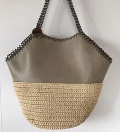 【美品】ステラマッカートニー ファラベラ ラフィア ミディアムトートバッグ