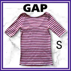 GAP ギャップ　5分袖　カットソー　ボーダー　レッド　バックオープンS