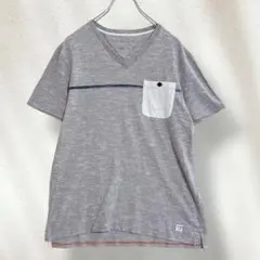 トミーヒルフィガー VネックTシャツ グレー M アンカープリント 【2007】