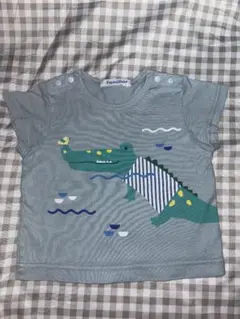 familiar ワニイラスト Tシャツ グレー