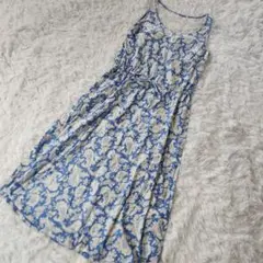 ユニクロ UNIQLO ロング ワンピース　L ペイズリー ワンピ ブルー 青