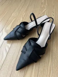 軽くてソフトなパンプス サンダル 【23.5】ブラック