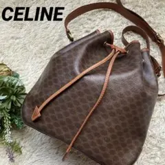 ✨希少✨CELINE セリーヌ マカダム 巾着 ショルダーバッグ ブラウン