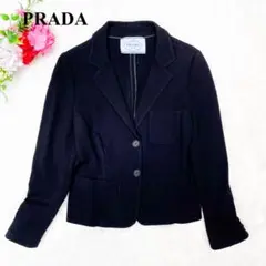 美品✨PRADA テーラードジャケット 長袖 大きいサイズ 44 ブラック