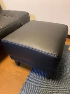黒 合成皮革 オットマン スクエア