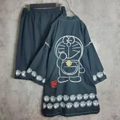 【セットアップ】古着 甚平 ヴィンテージ ドラえもん 刺繍 大きいサイズ 紺 白
