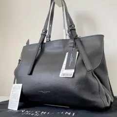 【美品】ジャンニキャリーニ　TWIN トートバッグ　2室　レザー　ブラック