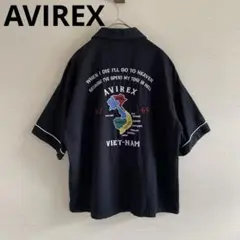 AVIREX スーベニアシャツ　オープンカラー　刺繍　ベトナム　虎　ブラック
