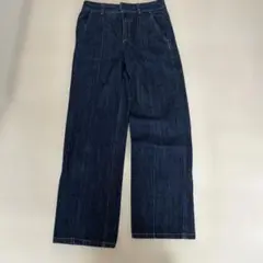 ダークブルーデニムワイドレッグパンツ