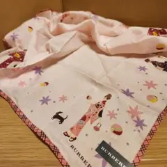 【未使用】BURBERRY 大判ハンカチ 浴衣 お祭り 女の子 ピンク