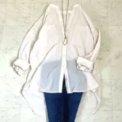 オペークドットクリップ シャツ M 長袖 ピンク バンドカラー