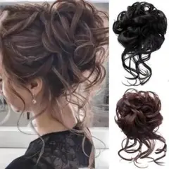 クリップヘアピース ナチュラルふわふわポニーテールライトブラウン