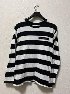 クライミー　ボーダーカットソー　/M　ブラック×ホワイト　黒×白　ワッペン　長袖