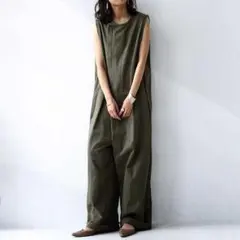 オールインワン オーバーオール ノースリーブ サロペット ワイドパンツ