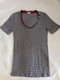 BRUNELLO CUCINELLI 半袖Tシャツ グレー/レッドストライプ