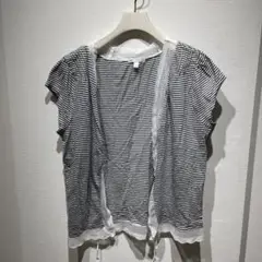 Gap ストライプ 半袖カーディガン L
